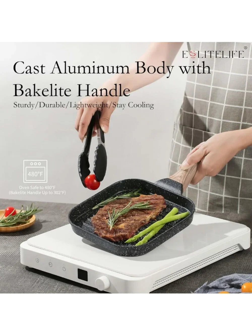 Nonstick 7-Inch Indoor Grill Pan - Versatile Induction Skillet for Steak & More